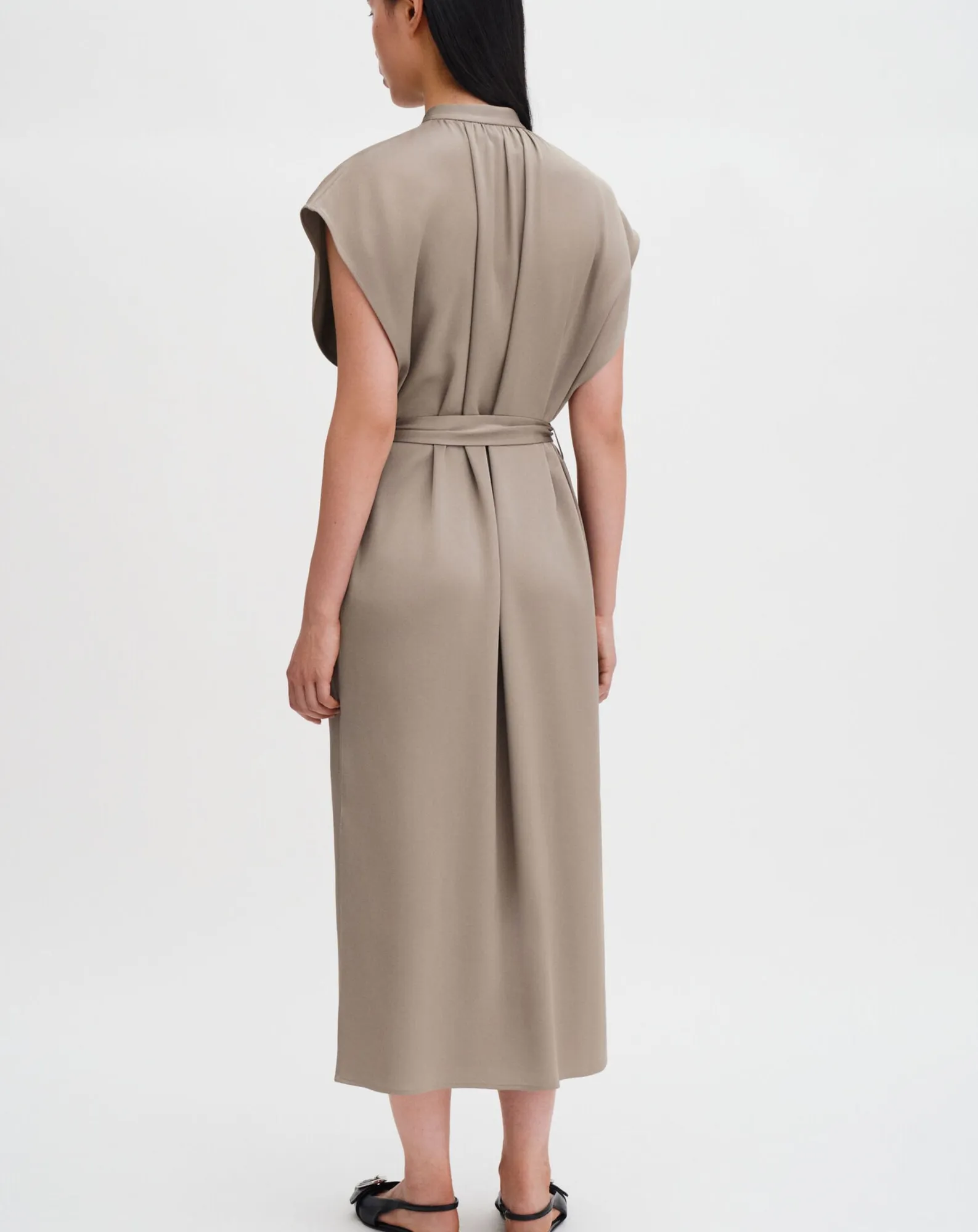 Robe Longue Ceinturé Stand Collar - Image 3